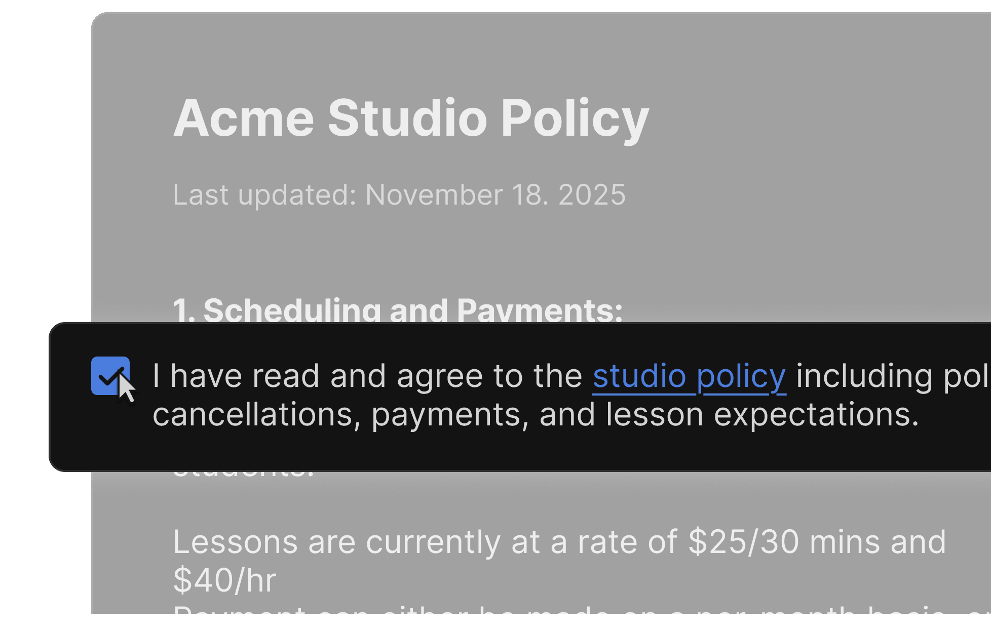 Studio policy - dark mode