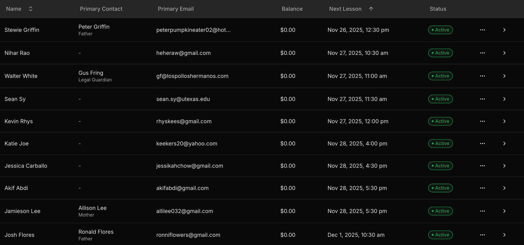 Student Management - dark mode