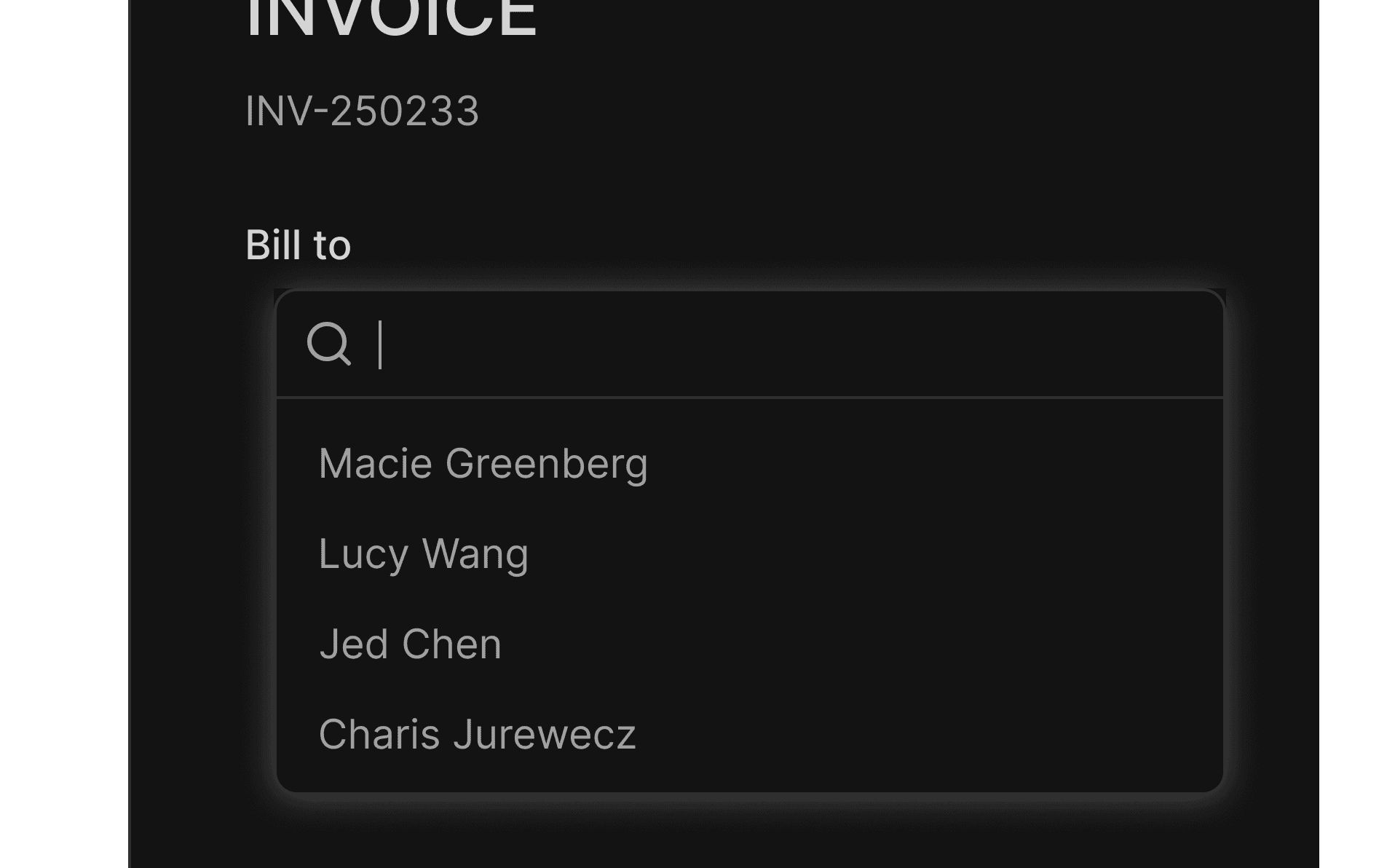 Automated invoicing - dark mode
