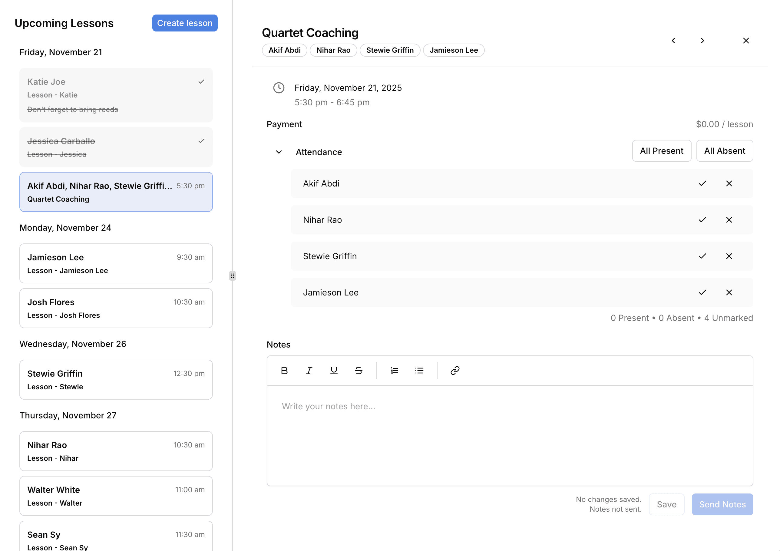 Lessons preview in light mode